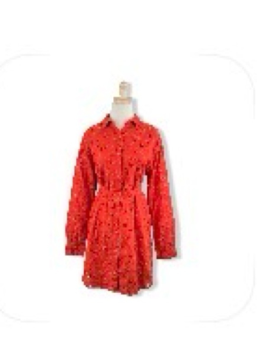 NWT Unsubscribed Red Embroidered Eyelet Long Sleeve Shirt Dress XS